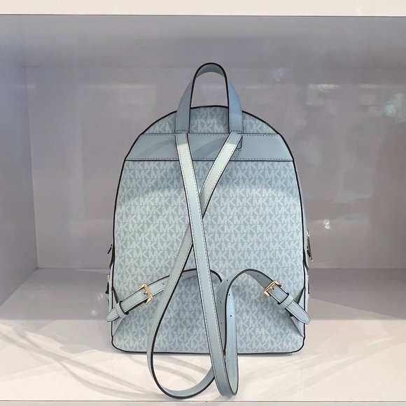 Michael Kors Jaycee Large Backpack MK Blue Pale Ocean - Picture 2 of 8